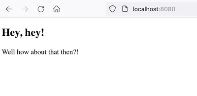 Screenshot of basic site with title and text