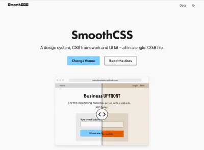 Screenshot of the SmoothCSS home page.