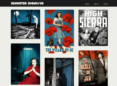 Screenshot of Jennifer Dionisio's website showing a selection of artwork.